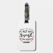 Floral Bible Verse Art 'Ik heb mijn vertrouwen in  Bagagelabel (Achterkant verticaal)