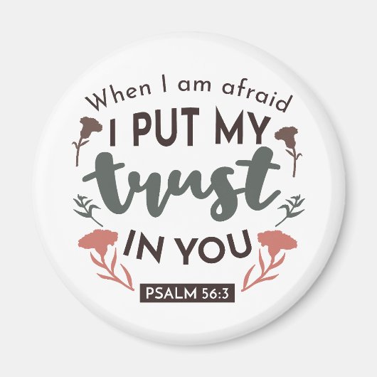 Floral Bible Verse Art 'Ik heb mijn vertrouwen in  Magneet (Voorkant)