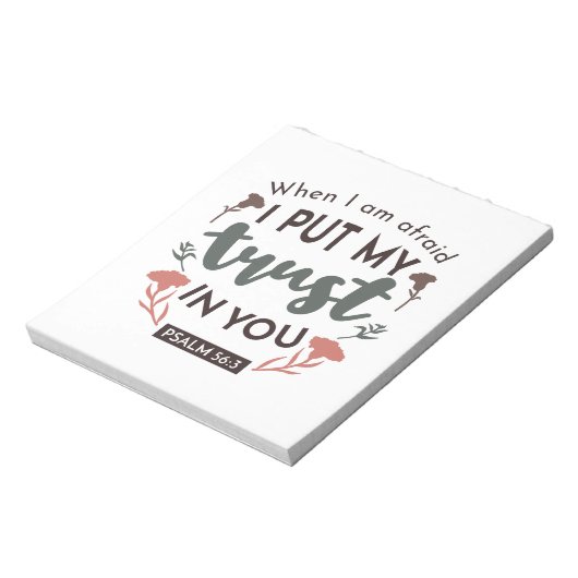 Floral Bible Verse Art 'Ik heb mijn vertrouwen in  Notitieblok (Linkerzijde)