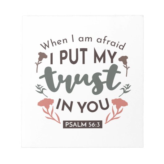 Floral Bible Verse Art 'Ik heb mijn vertrouwen in Notitieblok (Voorkant)