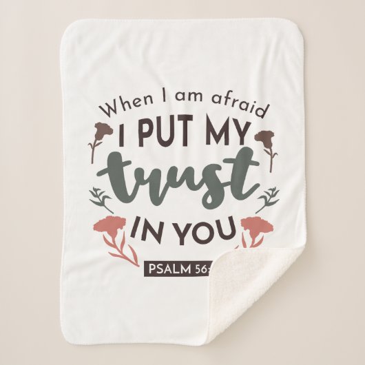 Floral Bible Verse Art 'Ik heb mijn vertrouwen in Sherpa Deken (Voorkant)