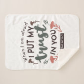 Floral Bible Verse Art 'Ik heb mijn vertrouwen in Sherpa Deken (Voorkant (horizontaal))