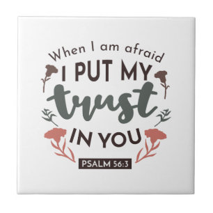 Floral Bible Verse Art 'Ik heb mijn vertrouwen in  Tegeltje