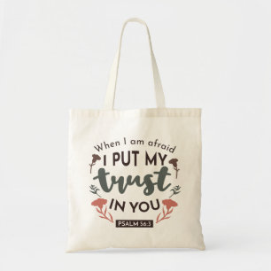 Floral Bible Verse Art 'Ik heb mijn vertrouwen in  Tote Bag
