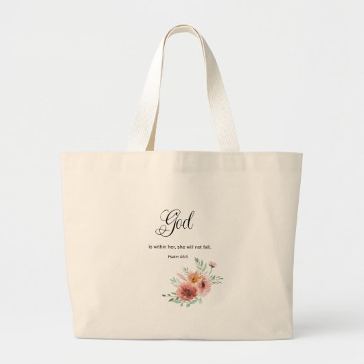 Floral Bible Verse Grote Tote Bag (Voorkant)