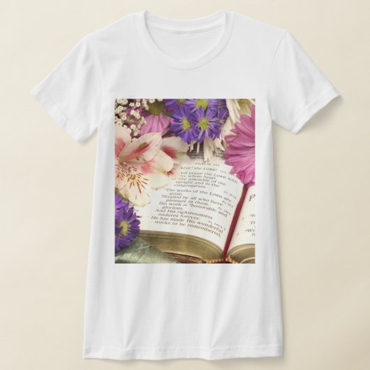 Floral Bible Verse T-shirt Vrouwen Slim Fit T-shir (Laagn)