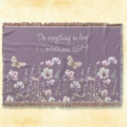 Floral Bible Verse Throw Blanket Deken