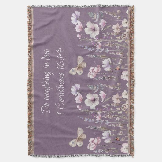 Floral Bible Verse Throw Blanket Deken (Voorkant Verticaal)