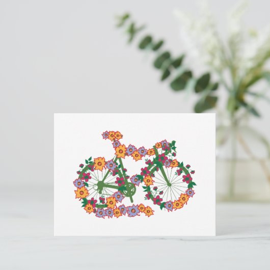 Floral Bicycle Briefkaart (Staand voorkant)