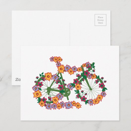 Floral Bicycle Briefkaart (Voorkant / Achterkant)