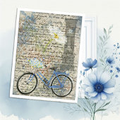 Floral Bicycle Clock Ephemera Briefkaart