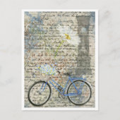 Floral Bicycle Clock Ephemera Briefkaart (Voorkant)