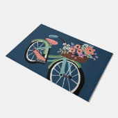 Floral Bicycle Doormat, Cute Blue Mat (Schuin)