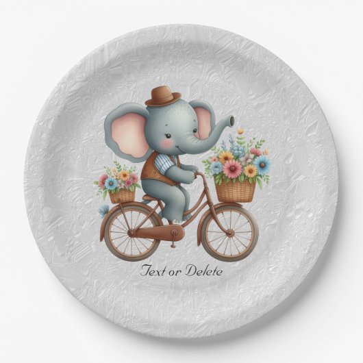 Floral Bicycle Elephant Paper Bord (Voorkant)