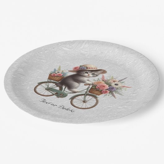 Floral Bicycle Kitten Papier Bord (Gekanteld)