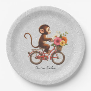 Floral Bicycle Monkey Paper Bord