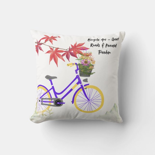 Floral Bicycle Motivation Design Kussen (Voorkant)