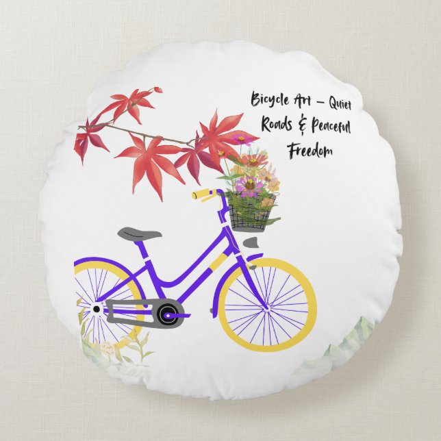Floral Bicycle Motivation Design Rond Kussen (Voorkant)