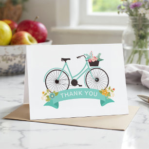 Floral Bicycle Pastel Chic Munt Hartelijk dank Bedankkaart