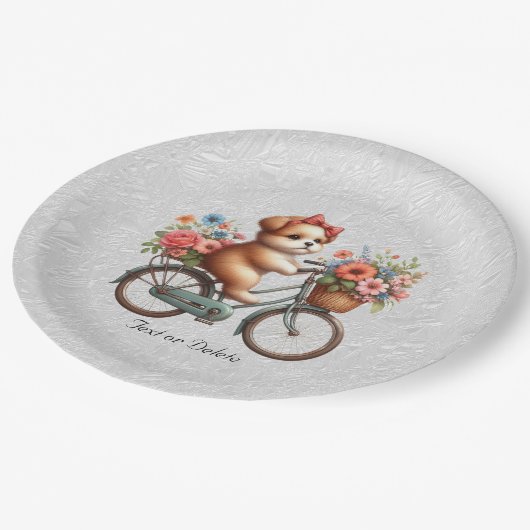 Floral Bicycle Puppy Paper Bord (Gekanteld)