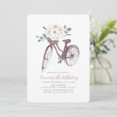 Floral Bicycle Waterverf Birthday Kaart (Staand voorkant)