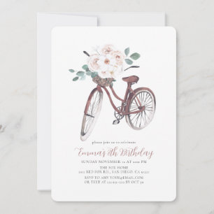 Floral Bicycle Waterverf Birthday Kaart