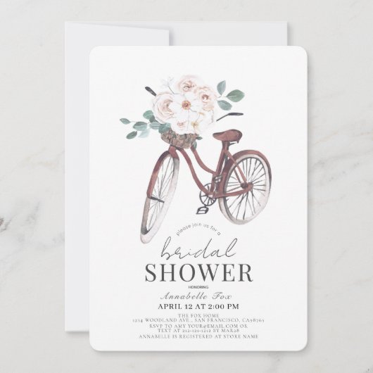 Floral Bicycle Waterverf Vrijgezellenfeest Kaart (Voorkant)