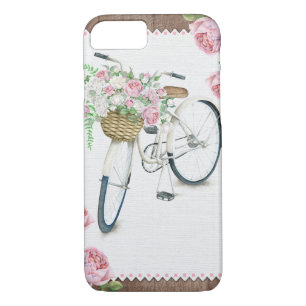 Floral Bicycle wooden  rustige telefoonbehuizing iPhone 8/7 Hoesje