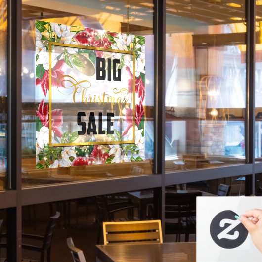 Floral Big kerstfeestay Sale Window Cling Raamsticker (Restaurant Raam)