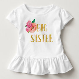Floral Big Sister Shirt Gold Foil