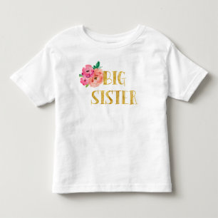 Floral Big Sister Shirt Gold Foil