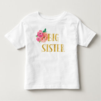 Floral Big Sister Shirt Gold Foil
