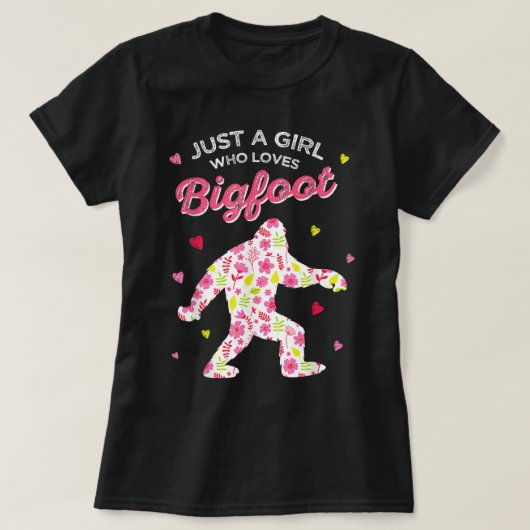 Floral Bigfoot Lover Girl Design T-shirt (Design voorkant)