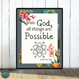 Floral Bijbel vers met God Alle dingen zijn - Poster