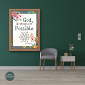 Floral Bijbel vers met God Alle dingen zijn - Poster