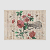  Floral bijen Muziek Ephemera Weefpapier Tissuepapier (Voorkant)