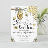 Floral bijenkorf honing zo lieve bij 10e verjaarda kaart (Staand voorkant)