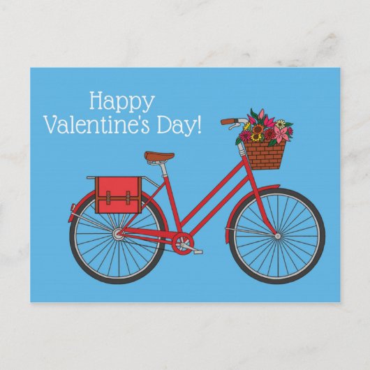 Floral Bike Happy Valentijns_Blue Briefkaart (Voorkant)