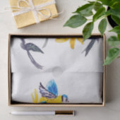 Floral Bird Art, Blue Tit Sunflower Tissuepapier (Geschenk)