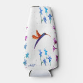 Floral Bird Art Hummingbird Flowers Gepersonalisee Flesjeskoeler (Voorkant)