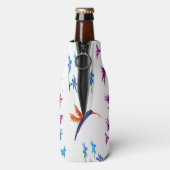 Floral Bird Art Hummingbird Flowers Gepersonalisee Flesjeskoeler (Fles Achterkant)