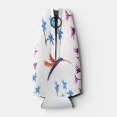 Floral Bird Art Hummingbird Flowers Gepersonalisee Flesjeskoeler (Achterkant)