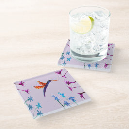 Floral Bird Art Hummingbird Glazen Onderzetter