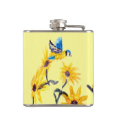 Floral Bird Art Yellow Sunflower Heupfles (Achterkant)