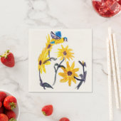 Floral Bird Art Yellow Sunflower Servet (Insitu)