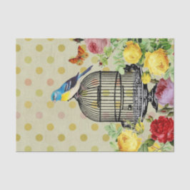 Floral Bird Cage Ephemera ontkoppeling Vintage Tissuepapier