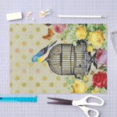 Floral Bird Cage Ephemera ontkoppeling Vintage Tissuepapier (Craft)