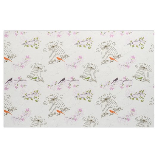Floral Bird Cage Fabric 2 Stof (Fat Quarter)