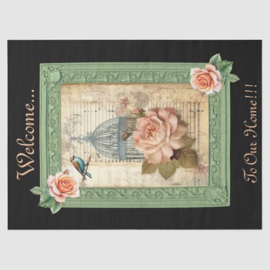 Floral Bird Cage  geïnspireerde decoupage Tissuepapier (Voorkant)