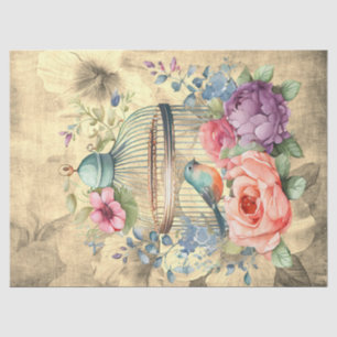 Floral Bird Cage Perkament Achtergrond Decoupage Tissuepapier
